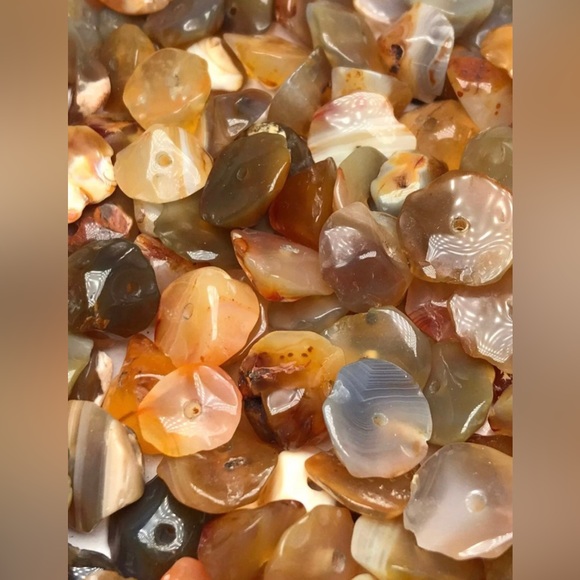 Large Vintage Rough Cut Polished Agate Gemstone Beads DIY Jewelry Making Bundle - Picture 8 of 14